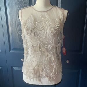 Anthropologie Eva Franco Mesh Beaded Tank Top